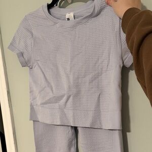 Light Purple Waffle Knit Top and Bottom Set